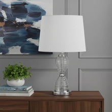 Load image into Gallery viewer, 24" Clear Metal Table Lamp With White Empire Shade