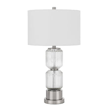 Load image into Gallery viewer, 28" Nickel Metal Table Lamp With White Drum Shade