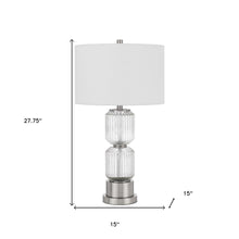 Load image into Gallery viewer, 28" Nickel Metal Table Lamp With White Drum Shade