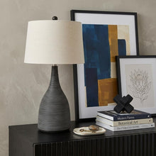Load image into Gallery viewer, 29" Black Ceramic Round Table Lamp With Beige Empire Shade