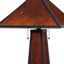 Load image into Gallery viewer, 24" Burnt Orange Metal Two Light Table Lamp With Amber Square Shade