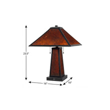 Load image into Gallery viewer, 24" Burnt Orange Metal Two Light Table Lamp With Amber Square Shade