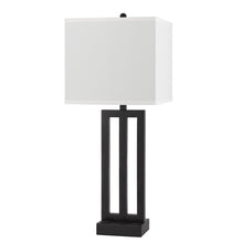 Load image into Gallery viewer, 30" Black Metal USB Table Lamp With White Shade