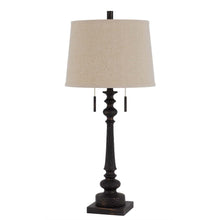 Load image into Gallery viewer, 32" Charcoal Two Light Table Lamp With Tan Drum Shade