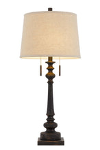 Load image into Gallery viewer, 32" Charcoal Two Light Table Lamp With Tan Drum Shade
