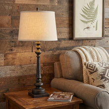 Load image into Gallery viewer, 32" Charcoal Two Light Table Lamp With Tan Drum Shade