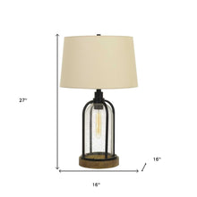 Load image into Gallery viewer, 27" Brown Metal Two Light Globe Table Lamp With Eggshell Empire Shade