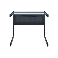 Load image into Gallery viewer, 33" Clear and Black Glass and Stainless Steel Writing Desk