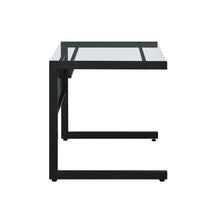 Load image into Gallery viewer, 33" Clear and Black Glass and Stainless Steel Writing Desk