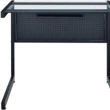 Load image into Gallery viewer, 33" Clear and Black Glass and Stainless Steel Writing Desk