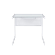 Load image into Gallery viewer, 33" Clear and White Glass and Stainless Steel Writing Desk