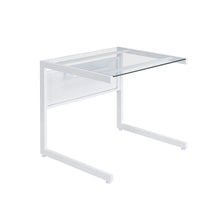Load image into Gallery viewer, 33" Clear and White Glass and Stainless Steel Writing Desk