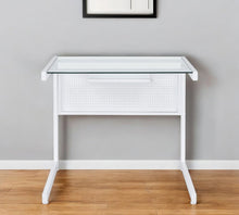 Load image into Gallery viewer, 33" Clear and White Glass and Stainless Steel Writing Desk