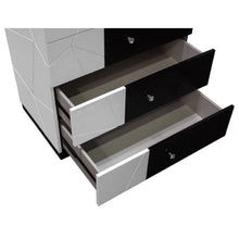 Load image into Gallery viewer, 5 Drawer Chest Storage Unit, Clothes Organizer, Geometric Pattern - White / Black