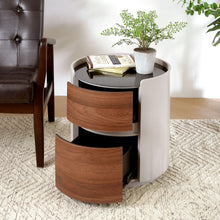 Load image into Gallery viewer, Italian Retro Double Storage Round Side Table - Gray Brown