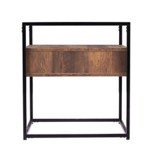 Load image into Gallery viewer, Glass Iron Square End Table With Drawer With Shelf - Black