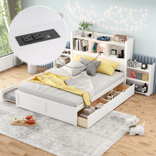 Load image into Gallery viewer, Storage Platform Bed With Pull Out Shelves, Trundle, And 2 Drawers