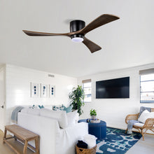Load image into Gallery viewer, Flush Mount Blades Ceiling Fan With Lights Remote Control, Quiet DC Motor, 6 Speed, Reversible Ceiling Fan For Living Room - Matte Black