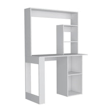 Load image into Gallery viewer, 39" White Wood Computer Desk With Hutch
