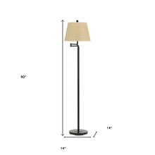 Load image into Gallery viewer, 60" Bronze Swing Arm Floor Lamp With White Square Shade