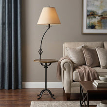 Load image into Gallery viewer, 62" Black Tray Table Floor Lamp With Brown Empire Shade