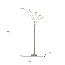 Load image into Gallery viewer, 72" Nickel Five Light Led Arc Floor Lamp