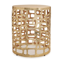 Load image into Gallery viewer, Modern Abstract Cut Out Round Drum End Table - Gold