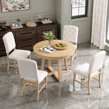 Load image into Gallery viewer, Dining Set With Leaf Round Table And 4 Upholstered Chairs