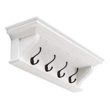 Load image into Gallery viewer, Classic Wood Wide Four Hook Hanging Coat Rack - White