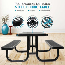 Load image into Gallery viewer, Outdoor Steel Picnic Rectangular Table With Umbrella Pole