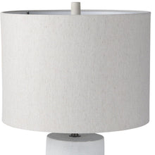 Load image into Gallery viewer, 28" Concrete Round Bedside Lamp With Beige Drum Shade - White