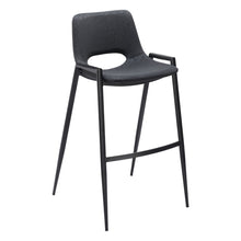 Load image into Gallery viewer, 30" Modern Faux Leather And Steel Low Back Bar Height Bar Chairs (Set of 2) - Black