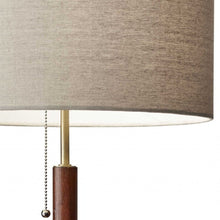 Load image into Gallery viewer, Metal And Walnut Wood Table Lamp - Antique Brass