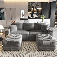 Load image into Gallery viewer, Convertible Deep Seat Sofa With Soft Pillows And Ottomans