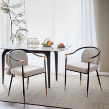 Load image into Gallery viewer, Modern Upholstered Dining Chair With Sleek And Design Fabric And Metal (Set of 2) - Beige / Black