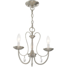 Load image into Gallery viewer, 12" Three Light Metal Dimmable Chandelier With Shades - Nickel / Clear
