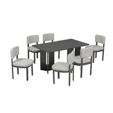 Load image into Gallery viewer, Dining Table Set With 6 Upholstered Chairs, Rectangular Table With Cutout Legs