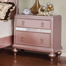 Load image into Gallery viewer, Nightstand With Mirror Accent Panels, 2 Drawer Design - Rose Gold