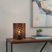 Load image into Gallery viewer, 8" Battery Operated Lamp With Pierced Cylinder Shade - Bronze