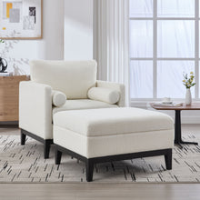 Load image into Gallery viewer, Farmhouse Upholstered Accent Chair With Ottoman, Reversible Lid Coffee Table