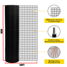 Load image into Gallery viewer, Vinyl Coated Hardware Cloth, 19 Gauge, For Poultry Cages And Home Improvement - Black