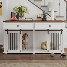 Load image into Gallery viewer, Large Dog Crate, Water Resistant Indoor Pets Furniture Double Dog Crates - Brown White