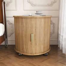 Load image into Gallery viewer, Cylinder Nightstand With Charging Station & Sliding Door