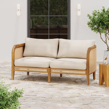 Load image into Gallery viewer, Kirkby - Bohemian Outdoor Patio Cushioned Sofa Weatherproof 56.25In - Teak / Beige