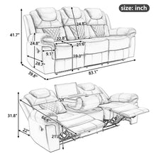 Load image into Gallery viewer, 3 Pieces Recliner Sofa Sets Home Theater Seating Manual Recliner Chair With Center Console And LED Light Strip For Living Room