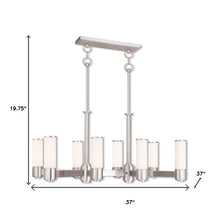 Load image into Gallery viewer, Eight Light Metal Dimmable Chandelier With Shades - Nickel / Opal