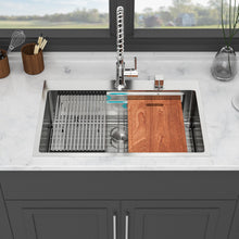 Load image into Gallery viewer, 33" Drop In Kitchen Sink Single Bowl 16 Gauge Stainless Steel Ledge Workstation - Black