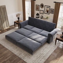 Load image into Gallery viewer, 3 In 1 Convertible Sleeper Sofa With Nailhead Trim & Rolled Arm