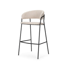 Load image into Gallery viewer, Fabric And Metal Bar Height Bar Chair - Cream / Black