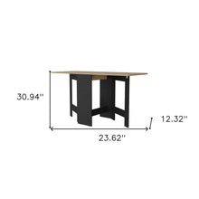 Load image into Gallery viewer, 24" Wood Brown And Black Drop Leaf Trestle Base Dining Table